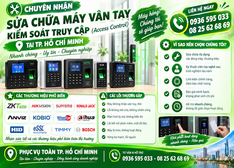 Chuyên sửa chữa hệ thống kiểm soát truy cập access control tại tp Hồ Chí Minh