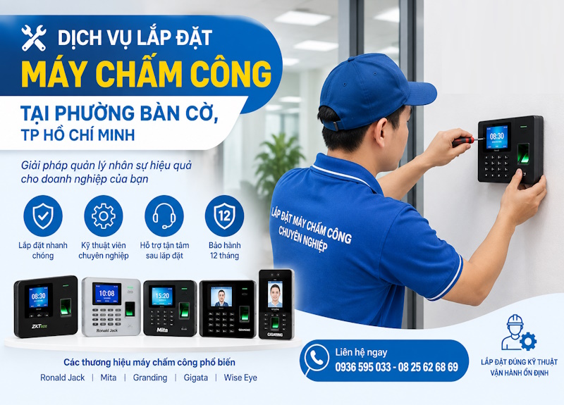 Lắp đặt máy chấm công tại phường Bàn Cờ