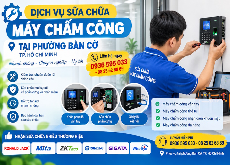 Nhận sửa chữa máy chấm công tại phường Bàn Cờ