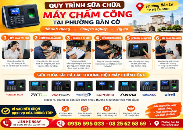Chuyên sửa chữa máy chấm công tại phường Bàn Cờ, tp Hồ Chí Minh