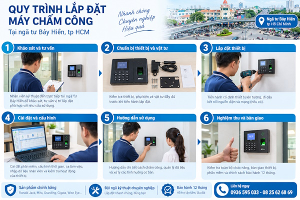 Chuyên lắp đặt máy chấm công tại ngã tư Bảy Hiền