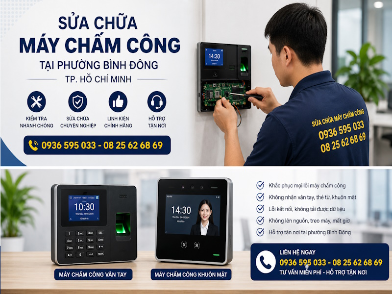 Dịch vụ sửa chữa máy chấm công tại phường Bình Đông, tp HCM