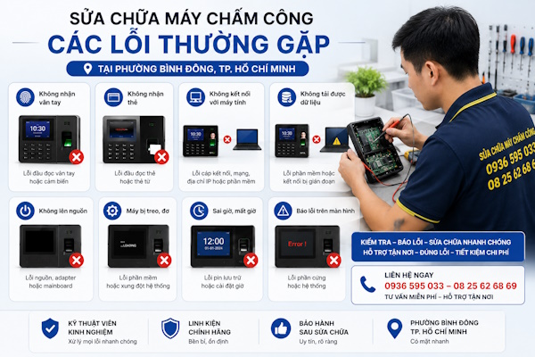 Sửa chữa máy chấm công tại xã Bình Đông, tp HCM