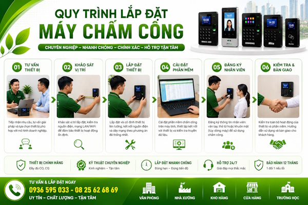 Lắp đặt máy chấm công tại phường Bình Quới chính hãng