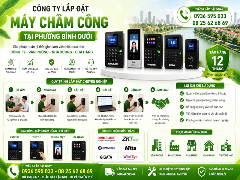 Công ty lắp đặt máy chấm công tại phường Bình Quới