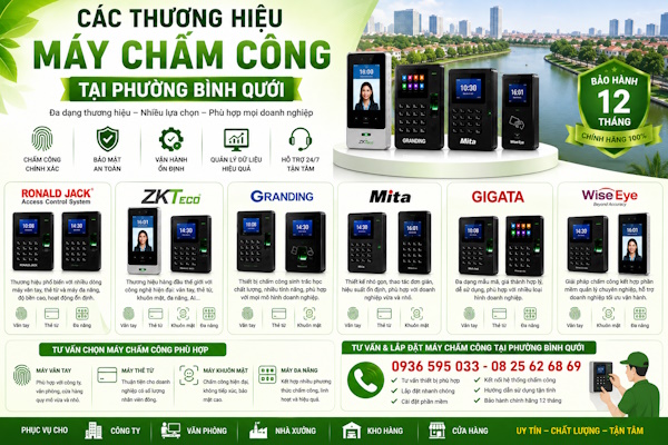 Máy chấm công chính hãng tại phường Bình Quới, tp Hồ Chí Minh