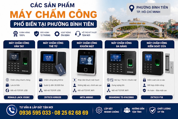 Máy chấm công tại phường Bình Tiên