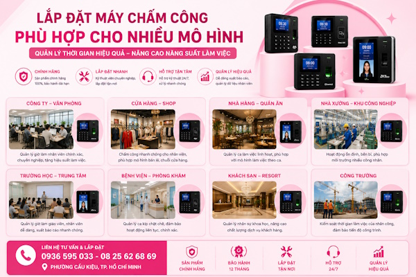 Máy chấm công tại phường Cầu Kiệu, tp Hồ Chí Minh