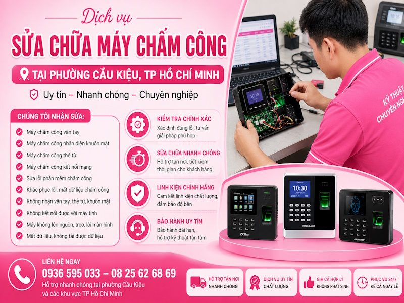 Dịch vụ sửa chữa máy chấm công tại phường Cầu Kiệu