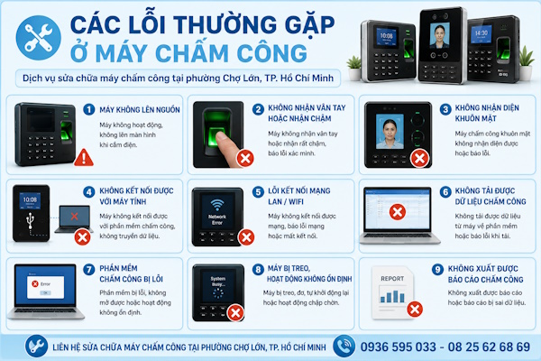 Sửa chữa máy chấm công tại phường Chợ Lớn, tp Hồ Chí Minh