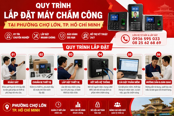 Lắp đặt máy chấm công tại phường Chợ Lớn, tp HCM