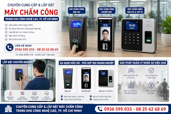 Lắp đặt máy chấm công trong khu công nghệ cao tp hồ chí minh