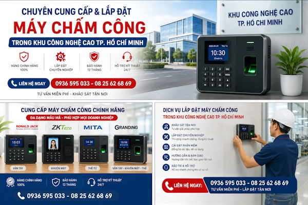 Chuyên cung cấp và lắp đặt máy chấm công trong khu công nghệ cao