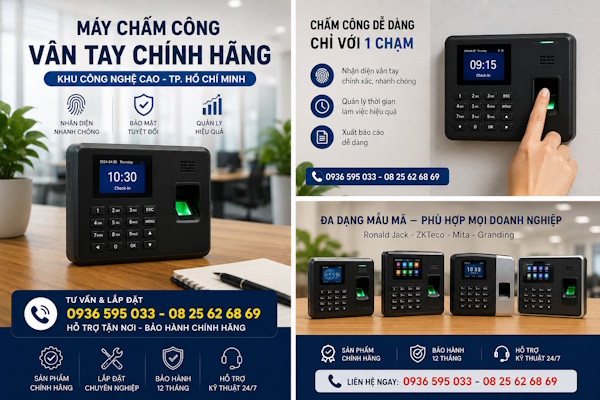 Máy chấm công vân tay tại Khu công nghệ cao