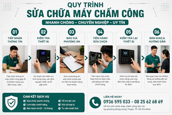 Nhận sửa chữa máy chấm công tại phường Đông Hưng Thuận, tp HCM