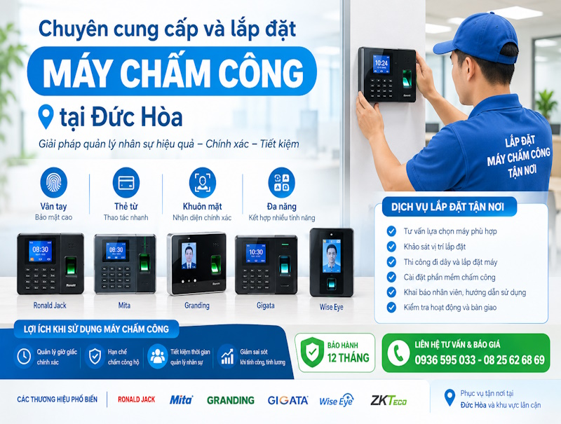 Chuyên cung cấp và lắp máy chấm công tại Đức Hòa