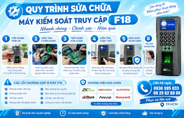 Nhận sửa chữa máy access control F18 tại tp Hồ Chí Minh