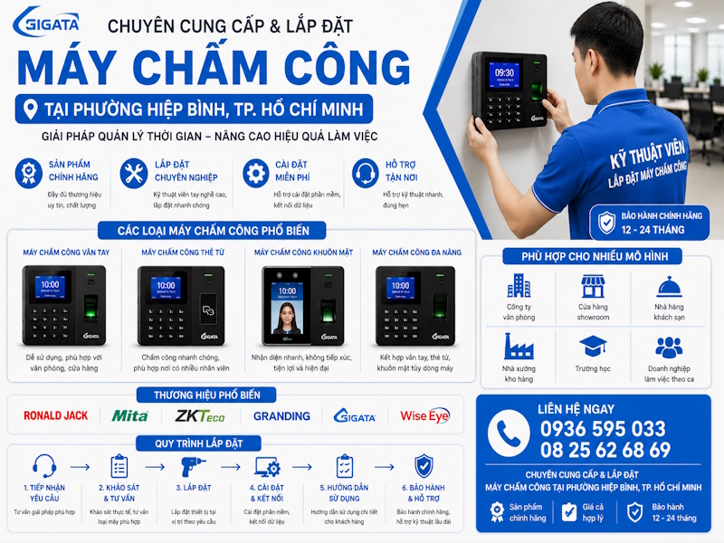 Dịch vụ lắp đặt máy chấm công tại phường Hiệp Bình, tp HCM