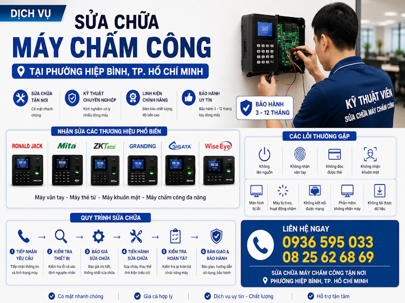 Dịch vụ sửa chữa máy chấm công tại phường Hiệp Bình, tp Hồ Chí Minh