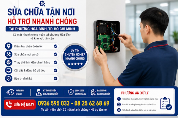 Sửa chữa máy chấm công tận nơi tại phường Hòa Bình