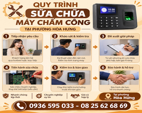 Công ty sửa máy chấm công tại phường Hòa Hưng, tp Hồ Chí Minh