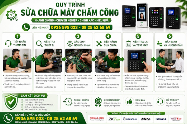 Dịch vụ sửa chữa máy chấm công tại KCN Hải Sơn, KCN Tân Đô, KCN Tân Đức