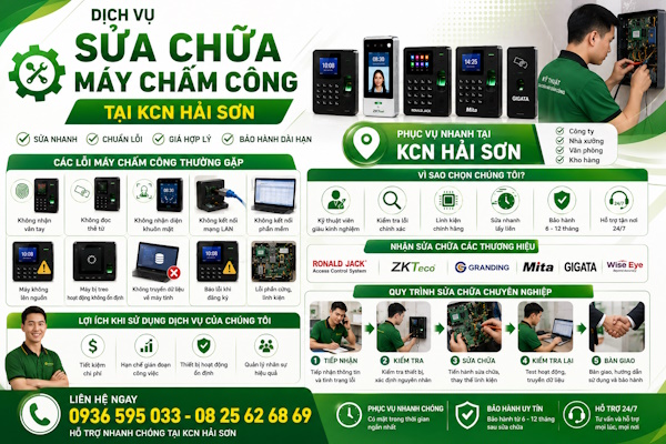Dịch vụ sửa chữa máy chấm công tại KCN Hải Sơn