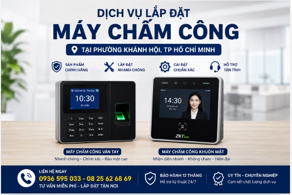 Máy chấm công chính hãng tại phường Khánh Hội tp HCM