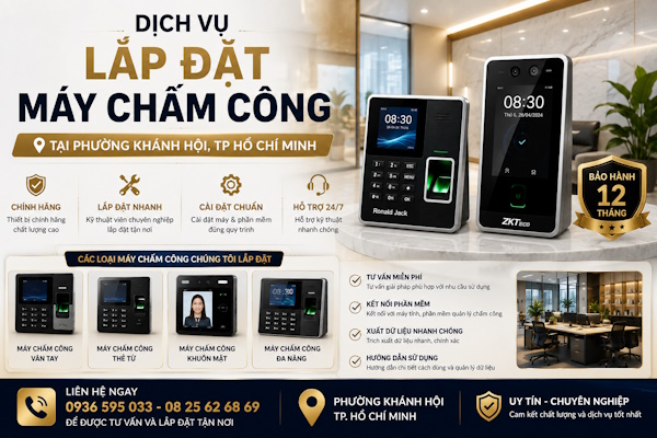 Dịch vụ lắp đặt máy chấm công tại phường Khánh Hội, tp Hồ Chí Minh