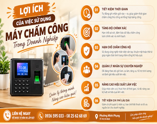 Chuyên lắp đặt máy chấm công tại phường Minh Phụng, tp Hồ Chí Minh