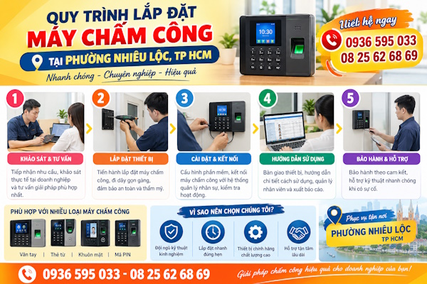Chuyên lắp máy chấm công tại phường Nhiêu Lộc
