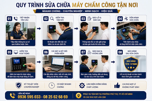 Sửa chữa máy chấm công tận nơi tại phường Phú Thọ