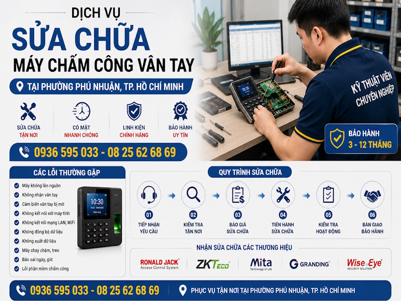 Dịch vụ sửa chữa máy chấm công vân tay tại phường Phú Nhuận