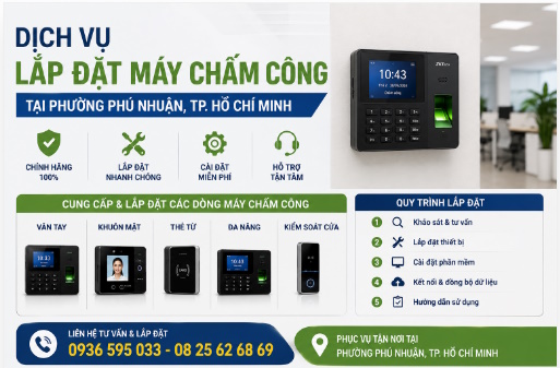 Dịch vụ lắp đặt máy chấm công tại phường Phú Nhuận