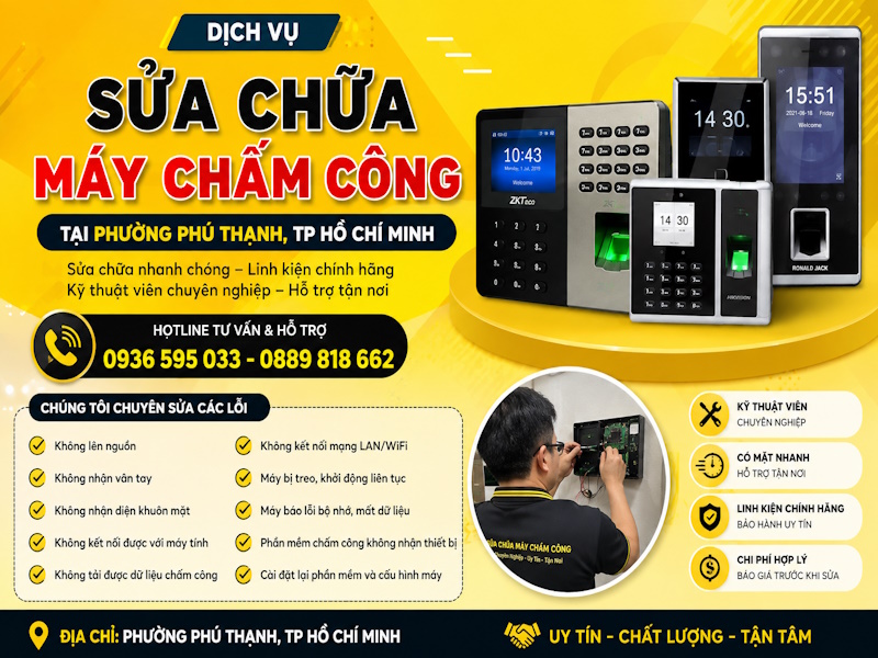 Dịch vụ sửa chữa máy chấm công tại phường Phú Thạnh