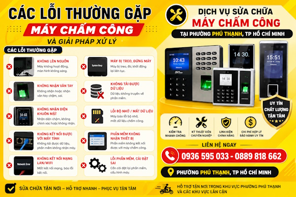 Nhận sửa chữa máy chấm công tại phường Phú Thạnh