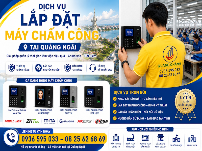 Dịch vụ lắp đặt máy chấm công tại quảng ngãi
