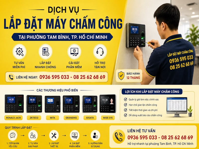 Dịch vụ lắp đặt máy chấm công tại phường Tam Bình tp Hồ Chí Minh
