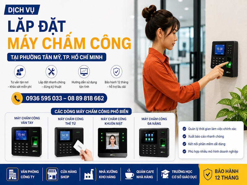 Dịch vụ lắp đặt máy chấm công tại phường Tân Mỹ