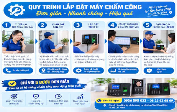 Nhận lắp đặt máy chấm công tại phường Tân Đông Hiệp
