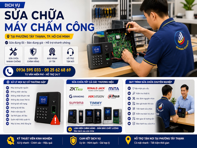 Dịch vụ sửa chữa máy chấm công tại phường Tây Thạnh