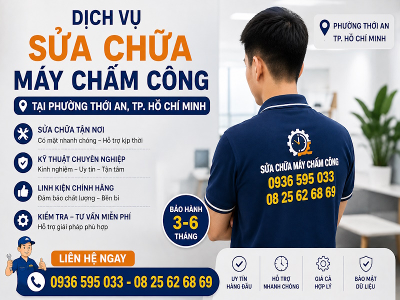 Dịch vụ sửa chữa máy chấm công tại phường thới an