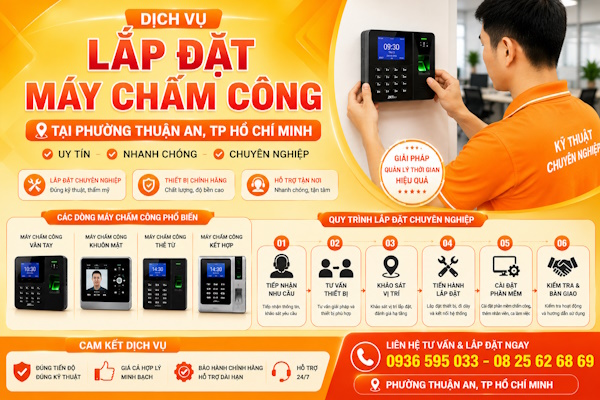 Dịch vụ lắp đặt máy chấm công tại phường Thuận An, tp Hồ Chí Minh