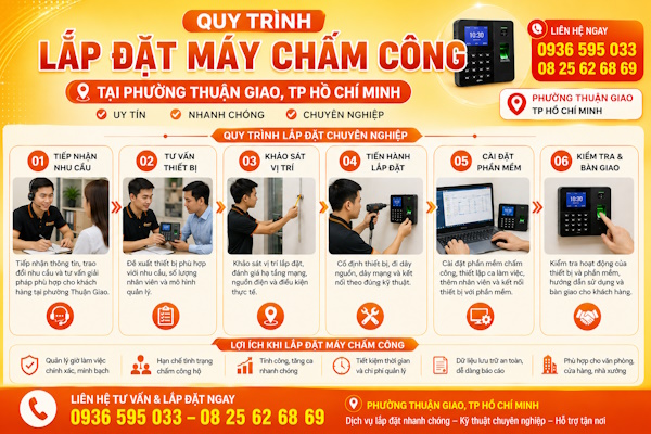 lắp đặt máy chấm công tại thuận giao
