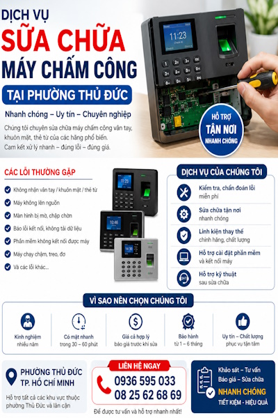 Dịch vụ sửa chữa máy chấm công uy tín tại phường Thủ Đức