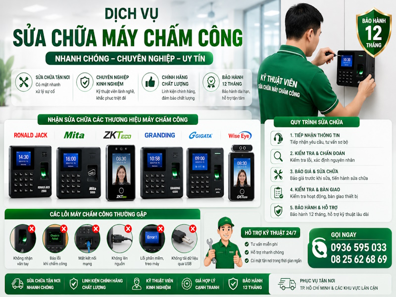 Dịch vụ sửa chữa máy chấm công tại phường Trung Mỹ Tây