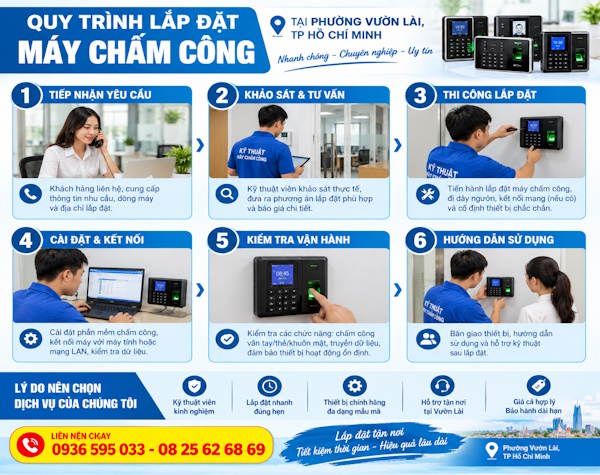 Sửa chữa máy chấm công tại phường Vườn Lài, tp Hồ Chí Minh