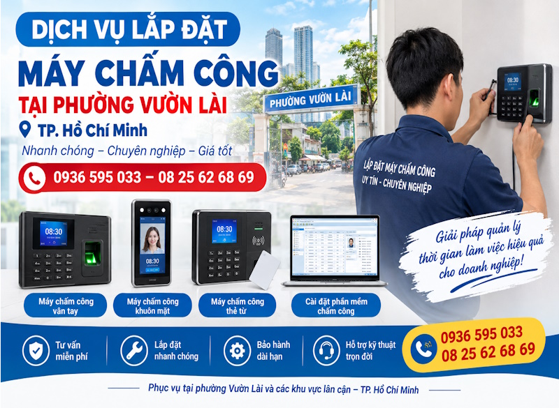 Chuyên cung cấp và lắp đặt máy chấm công tại phường Vườn Lài, tp HCM