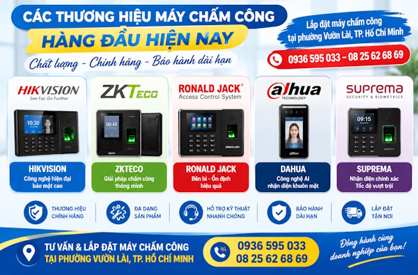 Lắp đặt máy chấm công chính hãng tại phường Vườn Lài