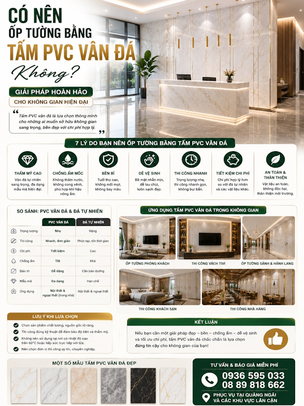 Có nên ốp tường bằng tấm PVC vân đá không